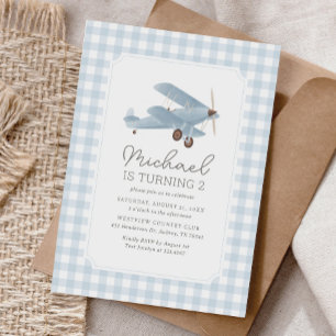 Vintage Travel Aeroplane Birthday Invitation
