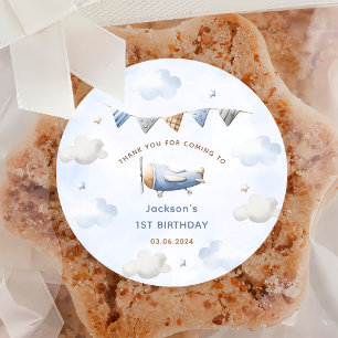Vintage Travel Aeroplane Birthday Party Classic Round Sticker