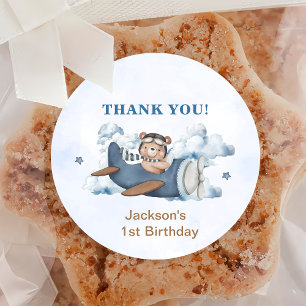 Vintage Travel Aeroplane Birthday Party Classic Round Sticker