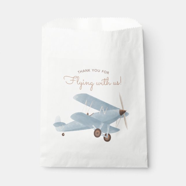 Vintage Travel Aeroplane Birthday Party Favour Bag (Front)
