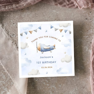 Vintage Travel Aeroplane Birthday Party Napkin