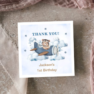 Vintage Travel Aeroplane Birthday Party Napkin