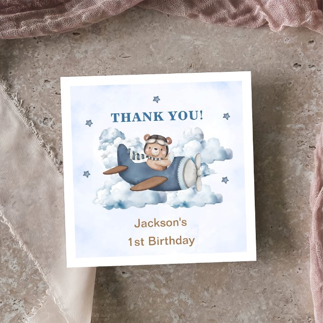 Vintage Travel Aeroplane Birthday Party  Napkin (Creator Uploaded)