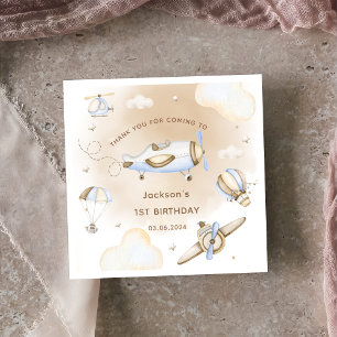 Vintage Travel Aeroplane Birthday Party Napkin