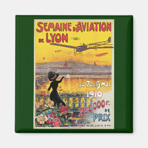 Vintage Travel, Aeroplanes Air Show, Lyon, France Magnet