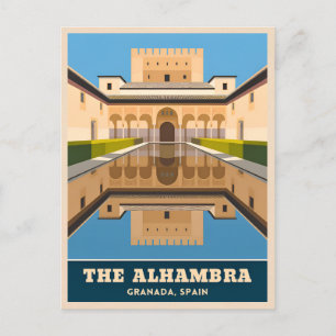 Vintage Travel Alhambra Granada Spain Retro Scenic Postcard