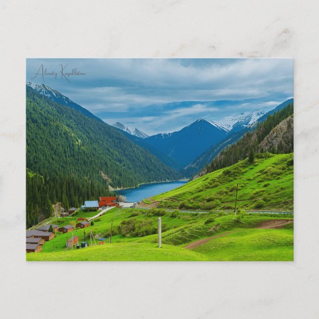 vintage travel Almaty Kazakhstan city vacation Postcard (Front)