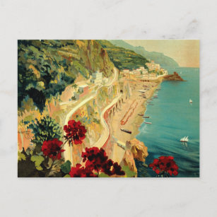 Vintage Travel, Amalfi Italian Coast Beach Postcard