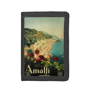 Vintage Travel, Amalfi Italian Coast Beach Trifold Wallet
