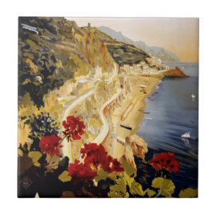 Vintage Travel Amalfi Italy Ceramic Tile