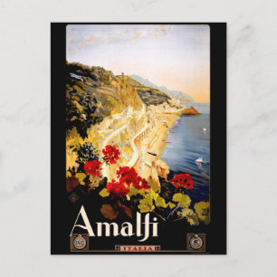 Vintage Travel Amalfi Italy Coast Postcard