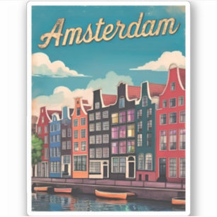Vintage Travel Amsterdam Netherlands Retro Scenic