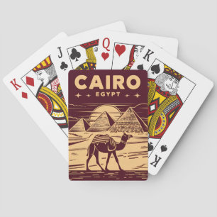 Vintage Travel Ancient Egypt Pyramid Retro Graphic Playing Cards