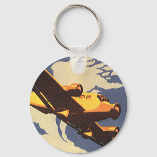 Vintage Travel and Transportation Aeroplane Flying Key Ring