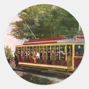 Vintage Travel and Transportation Electric Trolley Classic Round Sticker