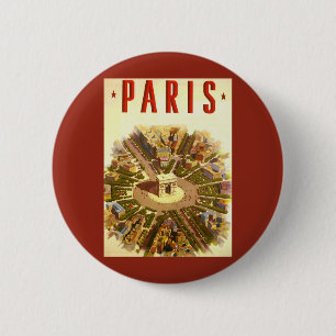 Vintage Travel, Arc de Triomphe Paris France 6 Cm Round Badge