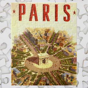Vintage Travel, Arc de Triomphe Paris France Jigsaw Puzzle