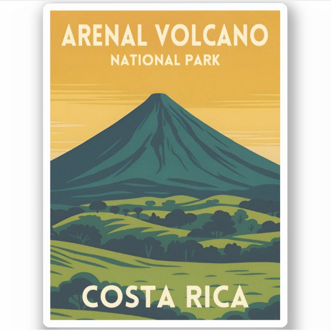 Vintage Travel Arenal Volcano Costa Rica Landscape (Front)