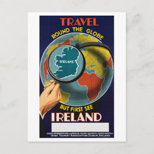 Vintage Travel Around the Globe First See Ireland Postcard