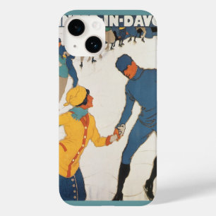 Vintage Travel, Art Deco, Winter Davos Switzerland Case-Mate iPhone 14 Case