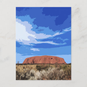 Vintage Travel Art Uluru Australia Postcard
