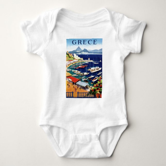Vintage Travel Athens Greece Baby Bodysuit (Front)