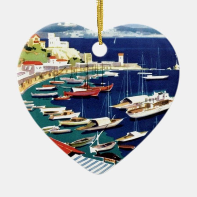 Vintage Travel Athens Greece Ceramic Ornament (Front)