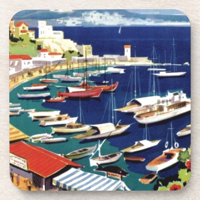 Vintage Travel Athens Greece Coaster (Front)