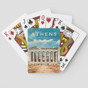 Vintage Travel Athens Greece Parthenon Retro Playing Cards