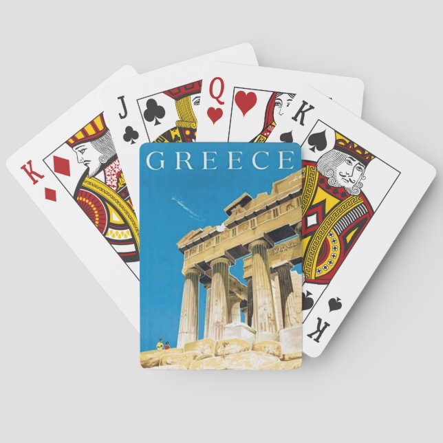 Vintage Travel Athens Greece Parthenon Temple Playing Cards (Back)