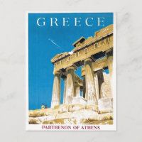 Vintage Travel Athens Greece Parthenon Temple