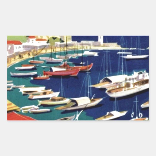 Vintage Travel Athens Greece Rectangular Sticker (Front)