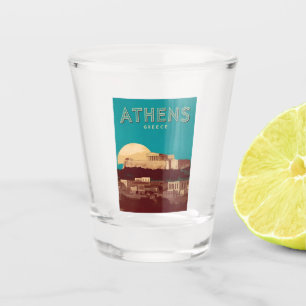 Vintage Travel Athens Greece Retro Scenic Shot Glass
