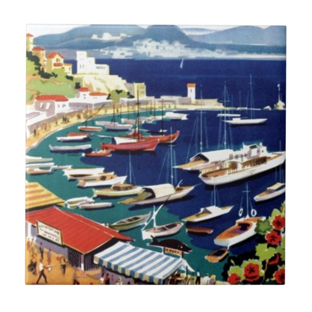 Vintage Travel Athens Greece Tile (Front)