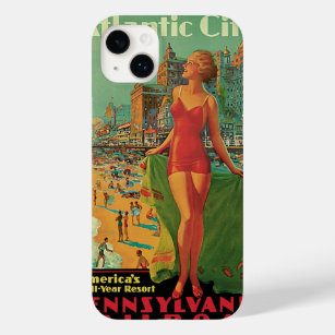 Vintage Travel, Atlantic City Resort Beach Blonde Case-Mate iPhone 14 Plus Case