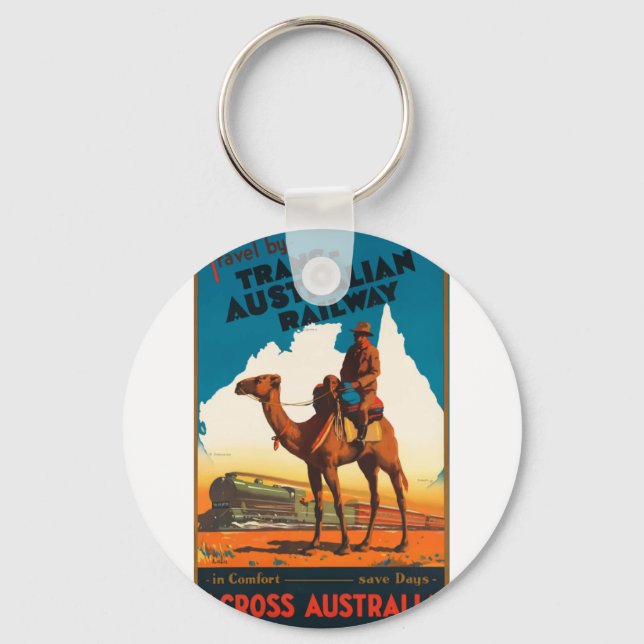 Vintage Travel Australia Key Ring (Front)
