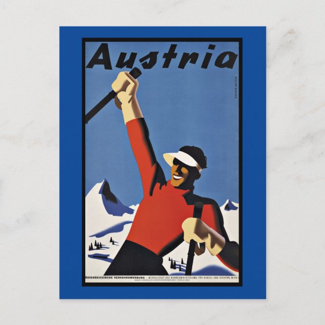 Vintage Travel Austria Ski Postcard (Front)