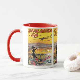 Vintage Travel, Aviation Aeroplanes, Lyon, France Mug