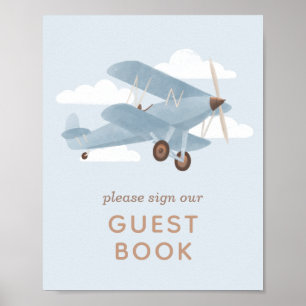 Vintage Travel Baby Shower Guest Book Sign