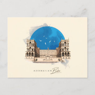 vintage travel Baku Azerbaijan city Castle  Postcard