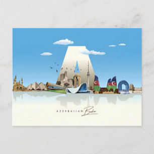 vintage travel Baku Azerbaijan city Castle Postcard