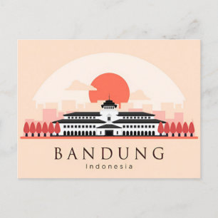 vintage travel Bandung Indonesia vacation city Postcard