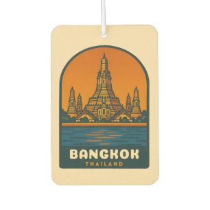 Vintage Travel Bangkok Thailand Retro Graphic Car Air Freshener