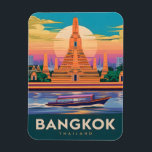 Vintage Travel Bangkok Thailand Sunset Temple Magnet<br><div class="desc">Experience the timeless allure of Thailand's capital with this captivating retro travel-themed magnet. Infused with nostalgic vibes and vintage charm,  this piece captures the essence of Bangkok in a retro minimalist style that combines mid-century aesthetics with a modern twist.</div>