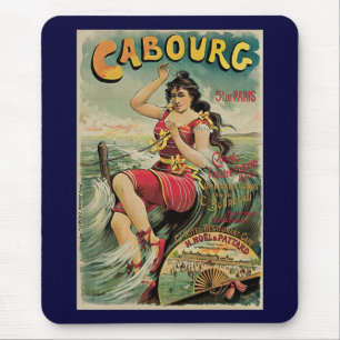 Vintage Travel, Beach Resort, Cabourg France Mouse Pad