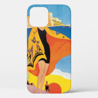 Vintage Travel, Beach Vacation at Calvi, Corsica iPhone 12 Case