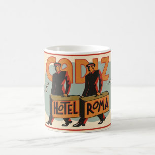 Vintage Travel Bellhops Hotel Roma, Cadiz, Spain Coffee Mug