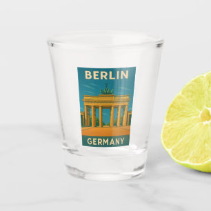 Vintage Travel Berlin Germany Brandenburg Gate Shot Glass
