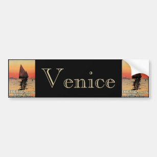 Vintage Travel, Boats at Excelsior Palace Venice Bumper Sticker