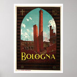 Vintage Travel Bologna Italy Poster